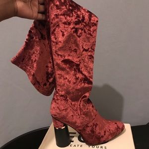 Shireen Velvet Burgundy Thigh High Boots